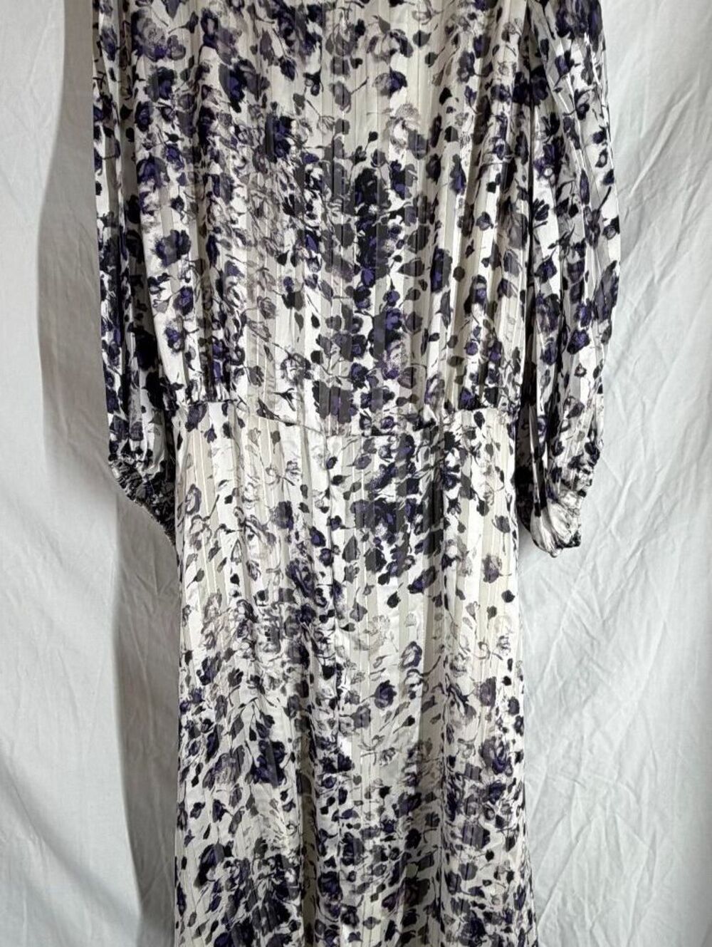 NWT Lane Bryant Women's Purple Floral Metallic Gold Stripe Midi Dress Sz 28
